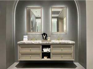 American <b>Light</b> Luxury Style High-end Gray Series Double Sink Wall Mounted Bathroom <b>Vanity</b> - Product Image 6
