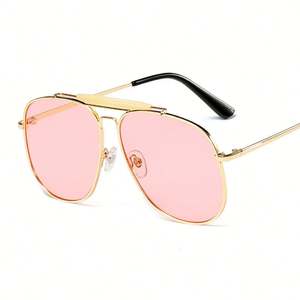 Gafas de Sol de Moda con Logotipo Personalizado, Estilo Moderno, Lentes con Tinte Oceánico, Montura Metálica, Gafas de Sol Extra Grandes para Mujer - Product Image 5