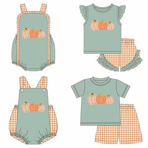 Set di Abbigliamento per Bambini con Ricamo e Applicazioni a Forma di Zucca, Maniche Corte, per il Giorno del Ringraziamento - Product Image 1