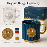 Mug en céramique souvenir de Vancouver, Canada, avec l'insigne du Lion Gate Bridge, drapeau et repère de la ville, tasse à café/eau en porcelaine, personnalisable OEM ODM, vente en gros