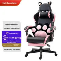 Chaise de Gaming Personnalisée en Cuir Rembourrée Éponge, Inclinable et Pivotante, pour Maison, Dortoir, D955Girl, Femme, Streaming en Direct, Moderne