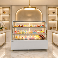 Vitrine Réfrigérée de Qualité Supérieure pour Gâteaux, avec Porte Coulissante en Verre Courbé, Double Vitrage, pour Boulangerie et Pâtisserie
