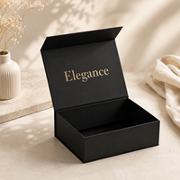 Boîte cadeau magnétique pliable noire de luxe personnalisée pour accessoires électroniques et numériques, emballage en carton rigide recyclable