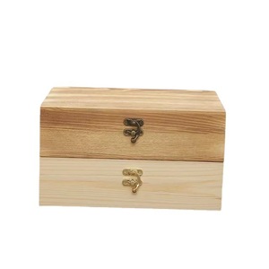 Caja de almacenamiento rectangular de madera de pino, 20x17x7cm, para joyería, libros, regalos, organizador de escritorio - Product Image 5