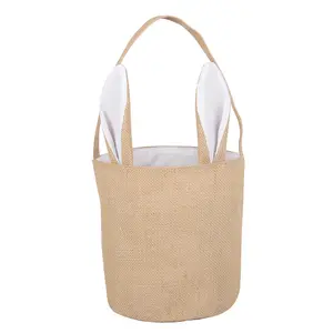 Yaratıcı süblimasyon paskalya tavşanı çanta DIY boşlukları paskalya sepeti tavşan kulak Tote çanta çocuklar hediye çantası