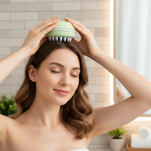 Brosse de massage du cuir chevelu électrique à 24 nœuds en silicone, design macaron mignon, pour soulager le stress, la relaxation, les pellicules et les démangeaisons - Product Image 3