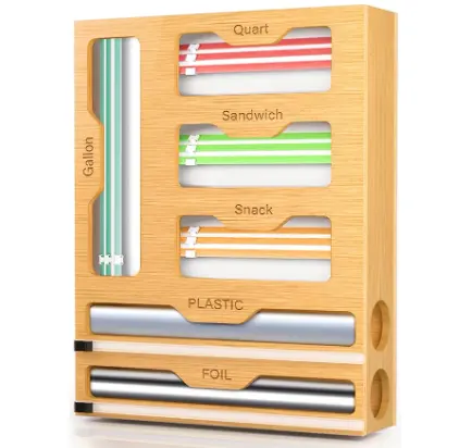 Di alta qualità 6 In 1 sacchetto di colore personalizzato Organizer Cutter borsa scatola di immagazzinaggio involucro di plastica Dispenser per il cassetto della cucina