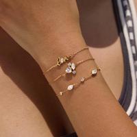 Bracelet chaîne ajustable plaqué or PVD avec pendentif initial délicat, bijoux minimalistes à superposer pour filles