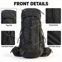 Sac à dos de randonnée et de camping en nylon pour le sport et les voyages en plein air, avec système de dos suspendu, vente en gros d'usine