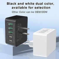 Chargeur mural HNT 3A2C avec prise UK, 5 ports, charge rapide PD 20W, double USB Type C, pour iPhone, Xiaomi, ordinateur portable, adaptateur de chargeur 35,5W