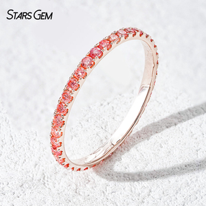 Anillo de Eternidad Completo STARSGEM de Oro Blanco Sólido de 10K para Mujer, Joyería Fina Apilable con Diamantes Rosados Cultivados en Laboratorio - Product Image 1