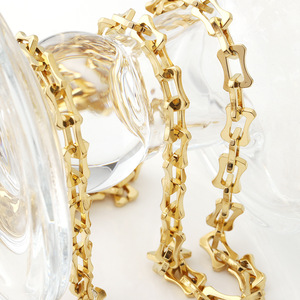 Cadena con Forma de Hueso de Acero Inoxidable Chapado en Oro de 18k, Collar y Pulsera Resistente para Hombre, Accesorio DIY - Product Image 2