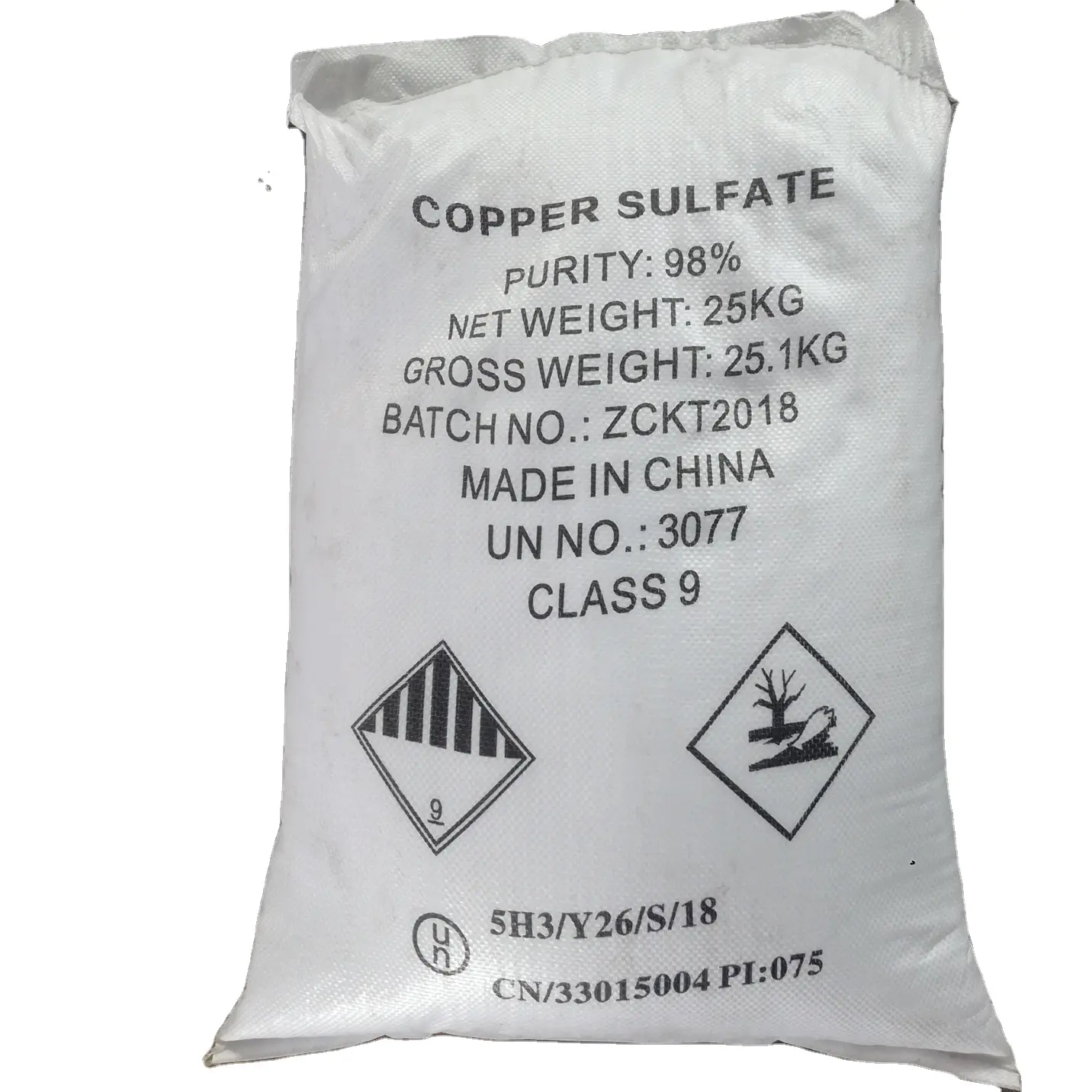 Grado industrial 98% de sulfato de cobre pentahidratado CuSO4.5H2O