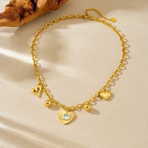 Fashion Gold Plated Heart Pendant Necklace Stainless Steel Chain With Crystal Charm Gift Jewelry - Product Image 3