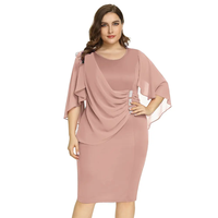 Robe de soirée de couleur unie à volants et à manches haute fendue pour femmes de grande taille