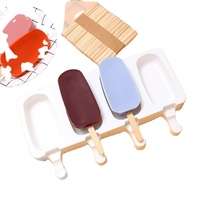 Moule à crème glacée en silicone 4 cavités pour congélateur Outil de fabrication de barres chocolatées Moules à jus pour sucettes glacées pour enfants Plateau à sucettes glacières