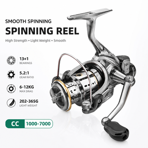 Moulinet de pêche spinning professionnel série CC1000 à CC7000, 13+1 roulements, 5.2:1, bobine métallique haute résistance, gaucher/droitier - Product Image 4