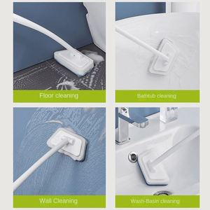 <b>Long</b>-<b>Handle</b> Multifunctional Household Bathroom Cleaning <b>Brush</b> Plastic Wall Window Glass Sponge Replaceable Head for Toilet Use - Product Image 4