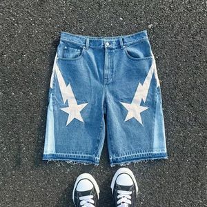 Hong Kong Custom <b>Jorts</b> Digital Printing Casual Mens <b>Baggy</b> Denim Shorts Straight Leg Raw Hem Cut Edge Distressed Men's <b>Jorts</b> - Product Image 2