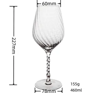 2024 새로운 디자인 클래식 15oz/460ml 손으로 불어 와인 잔 특별한 줄기 컵 모양