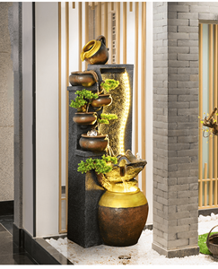<span class=keywords><strong>Fontaine</strong></span> d'intérieur élégante en céramique à plusieurs niveaux avec cascade coulante et décor bonsaï idéal pour la décoration zen de la maison ou du bureau - Product Image 4
