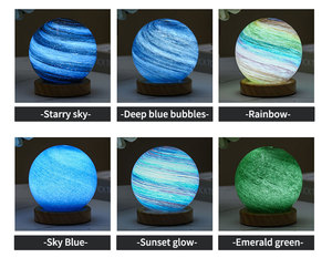 Moderno USB Plug-In LED Luz de noche Dormitorio Mesita de noche Tres colores Infinitamente regulable Cielo estrellado Cristal Base de madera Lámpara de <span class=keywords><strong>planeta</strong></span> - Product Image 3