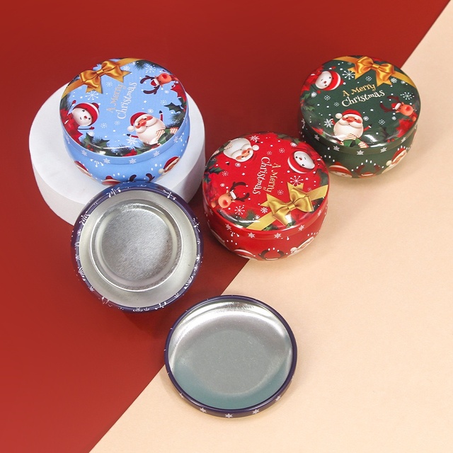 Custom 2oz 4oz Empty Tin Cans Lovely Luxurious Round Candy Container Tin Can Gift Box Tinplate Tin Cans Christmas Gift Tin Can