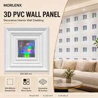 Panel Dinding PVC 3D Berlapis Putih MORLENX, Ubin Dekoratif Cermin Holografik Modern untuk Hotel Butik, Kamar Tidur, Ruang Tamu, Dapur