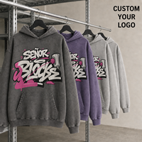 Sweat à capuche personnalisé pour homme, effet délavé, vintage, épais, surdimensionné, en coton, impression DTG, pull à capuche d'hiver, sweats à capuche vierges pour homme