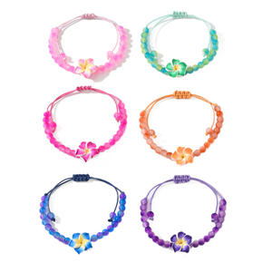 Set <span class=keywords><strong>de</strong></span> 6 Pulseras Elásticas <span class=keywords><strong>de</strong></span> Cuentas con Flores <span class=keywords><strong>de</strong></span> <span class=keywords><strong>Plumeria</strong></span> Tropical, Color Degradado Esmerilado, para Mujer, Verano, Playa - Product Image 5