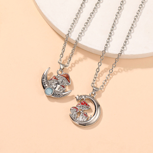 创意水滴油合金月亮吊坠项链长毛衣链，时尚镀银金属派对 - Product Image 5