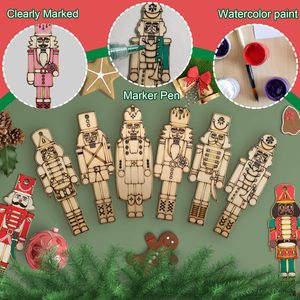 Adornos de Cascanueces de Madera sin Terminar para Colgar en el Árbol de Navidad, Decoraciones Navideñas - Product Image 2