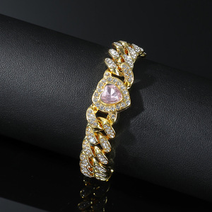 Nueva Innovación en Joyería: Pulsera de Cadena Cubana con Corazón, Estilo Hiphop para Hombre, Venta al Por Mayor - Product Image 2