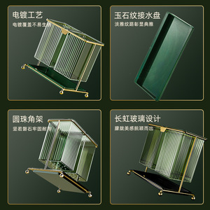 Chopstick Holder Double Layer Drainable Plastic Kitchen Storage Rack With Stand Square Transparent Silver Amber Gold - Product Image 4