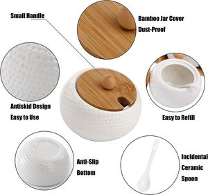 Professional Custom Bamboo 2 Tier <b>Kitchen</b> Spice Rack Organizer with Porcelain Spice Jar Container - Product Image 3