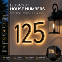 Numéros de maison rétroéclairés par LED personnalisés, en acier inoxydable, panneau d'adresse lumineux, étanche, panneau de numéro de porte extérieur