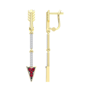 Pendientes de Plata de Ley 925 Chapados en Oro con Rubí y Circonita Cúbica, Pendientes Geométricos con Circonita Cúbica para Mujer - Product Image 2