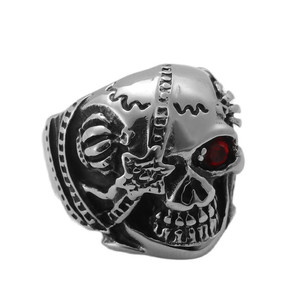 <b>Skull</b> <b>Ring</b> Silver Men's Punk Retro Stainless Steel Geometric Skeleton Design Gift Jewelry 290102 - Product Image 5