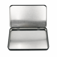 Boîte en métal étamé mat 177x107x15mm rectangulaire avec logo personnalisé imprimé, boîte à charnières pour cartes postales, cartes-cadeaux, maquillage