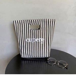 Cupere Striped <b>Canvas</b> <b>Tote</b> Bag Minimalist Design For Shopping All Seasons - Product Image 1