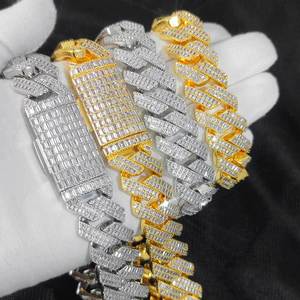 Chaîne cubaine à griffes en Moissanite VVS1 avec certificat GRA, en Vermeil Or 18K et Argent 925, Collier Hip Hop Miami lourdement serti, passe le testeur - Product Image 5