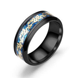 All'ingrosso maschio fede nuziale Custom inciso nome Charm gioielli regalo Punk Cool oro drago anelli in acciaio inox per uomo donna - Product Image 3