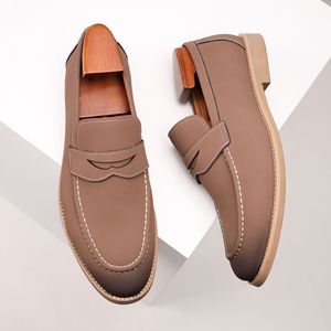 2026 Light Color Men's Casual Leather Shoes British Style Business Genuine Leather Suede Fashion Comfortable Formal Shoes - Product Image 3