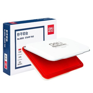 Deli Stamp Pad No.9892 Water-based Red Ink Square Office Use - Product Image 5