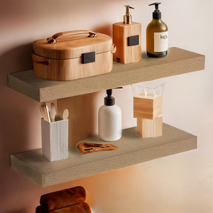 Estante de Pared Rectangular de Madera Natural de Diseño Moderno, 80x23.5x3.8 cm de Alto, Fácil Instalación con Tornillos Incluidos - Product Image 5