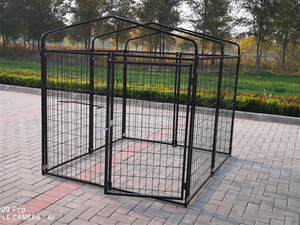 Jaula para perros de hierro con patrón sólido negro, caja de Metal soldada para deportes de mascotas al aire libre sostenible, precio moderado - Product Image 3