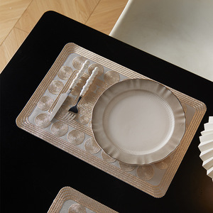 Nordic Minimalist PVC Placemat Gold Round <b>Waterproof</b> Oil Resistant Party Home Use Heat Insulation <b>Mat</b> - Product Image 1