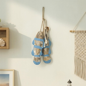 Décoration murale en bois sculpté de style méditerranéen, motif poisson, ornement suspendu pour la maison, café, restaurant, décoration de salon - Product Image 3