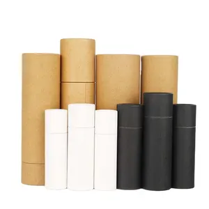 Tubo de papel kraft cosmético biodegradable envases de bálsamo labial personalizados tubo de empuje sin impresión