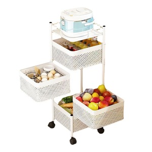 Étagère de rangement pour légumes et fruits en métal rotative à 5 niveaux carrée pour la <span class=keywords><strong>cuisine</strong></span>, multifonctionnelle, moderne, mobile - Product Image 5